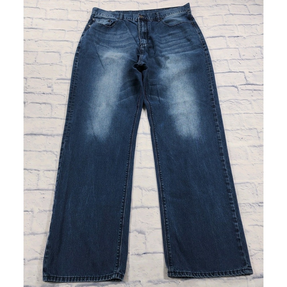 Sean John Jeans MENS 38X33 Tall Blue Baggy Wide Leg Hip Hop Skater VINTAGE Y2K - Picture 1 of 11